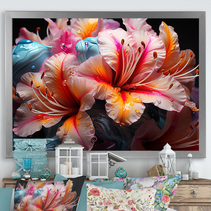 Burst Of Tropical Color Hibiscus IV - Hibiscus, impressions sur toile, Cadre simple argenté, H 30 po x l 40 po x P 1,5 po
