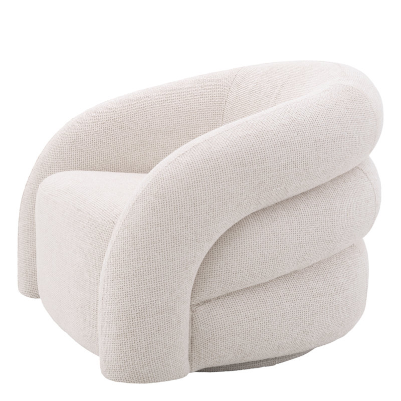 Fauteuil demi-tonneau de 35,83 po Novelle, Mélange de polyester blanc cassé Lyssa