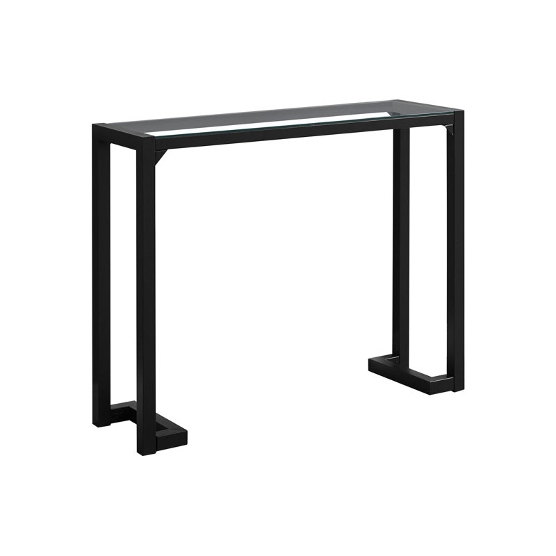 Tablette de rangement moderne pour hall d'entrée - Structure en verre trempé sur métal noir