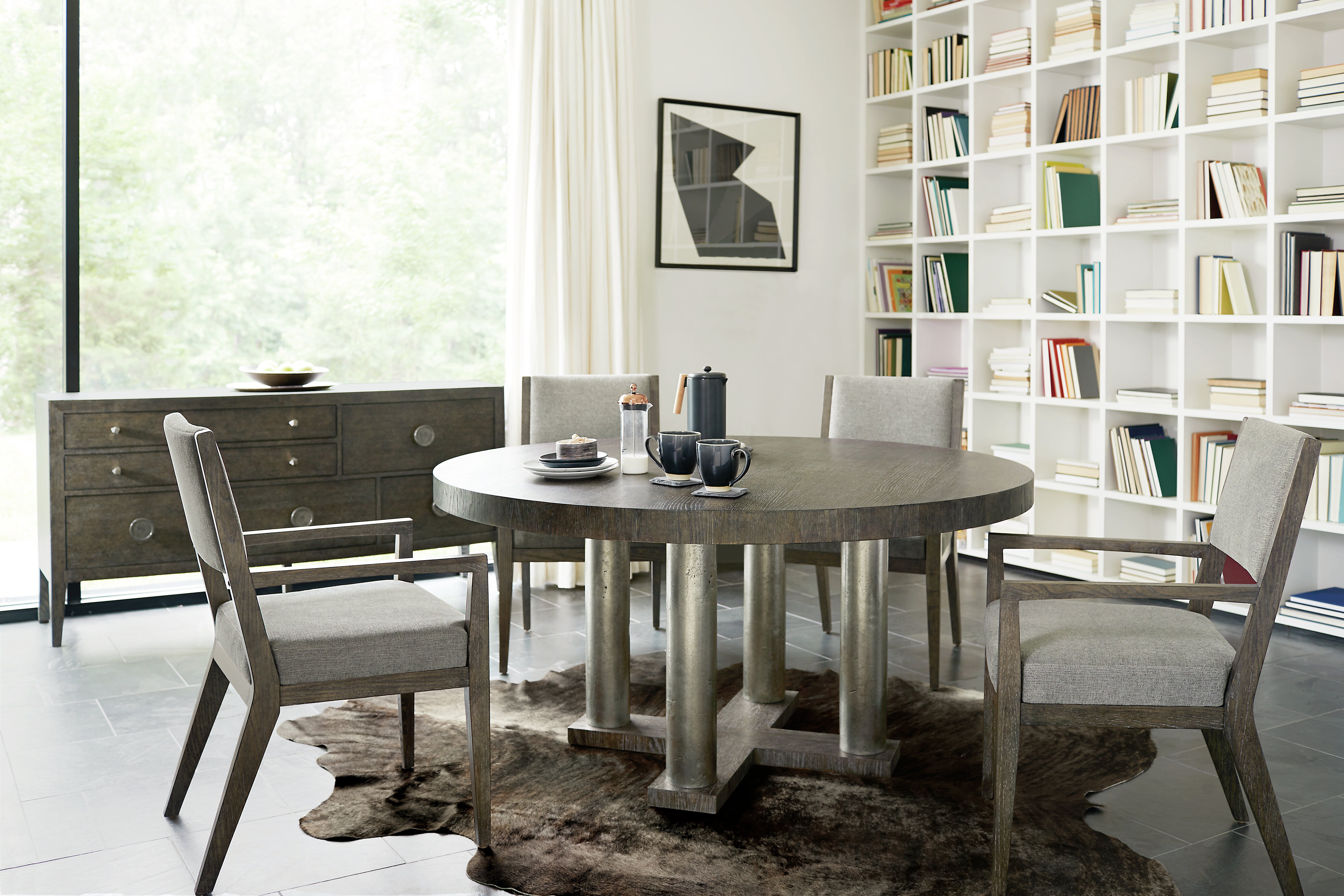 Bernhardt linea double outlet pedestal dining table