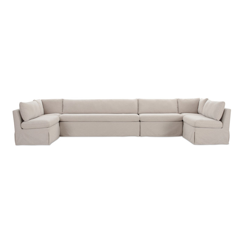Gusella Slipcover Dining Banquette Beige 121In, U-Shape, 31.75" H x 168" W x 67.5" D