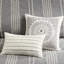 Édredon gris en coton double / grand. Tissu 100% à rayures. Brodé sur fond gris. Motif inversé gris. Comprend 2 taies décoratives. Lavable à la machine. Mini coton. Assorti. Fin