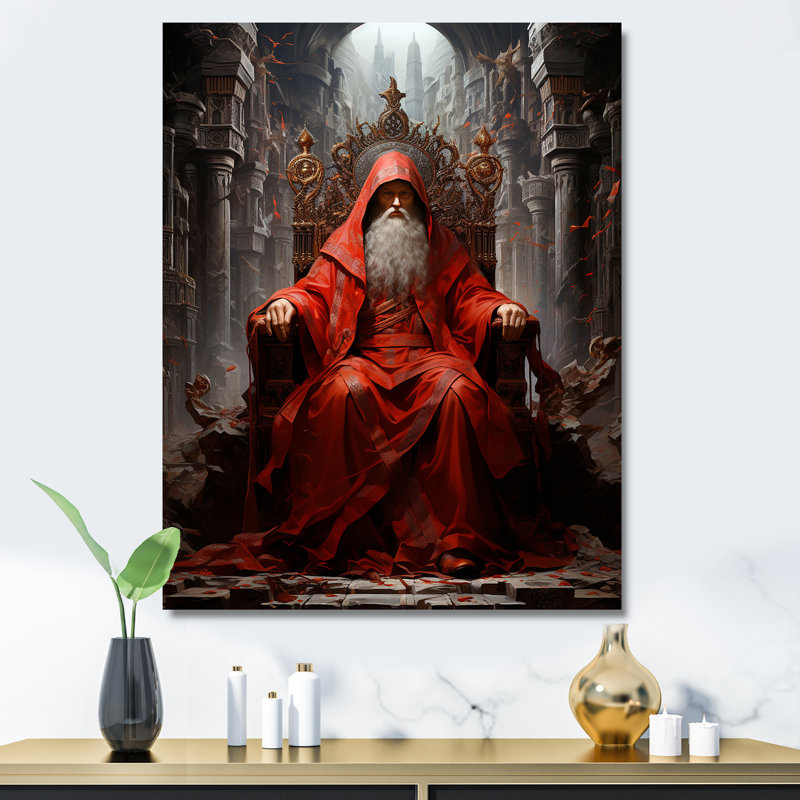 Mystique, trône royal médiéval sur toile, Toile tendue, H 44 po x l 34 po x P 1,5 po