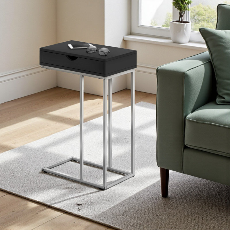 Odell Accent Table, C-shaped, black laminate, contemporary, modern, 23.78'' H X 15.51'' W X 9.22'' D
