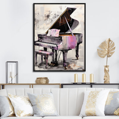 Minimalist Pink And Grey Piano - Piano Wall Art