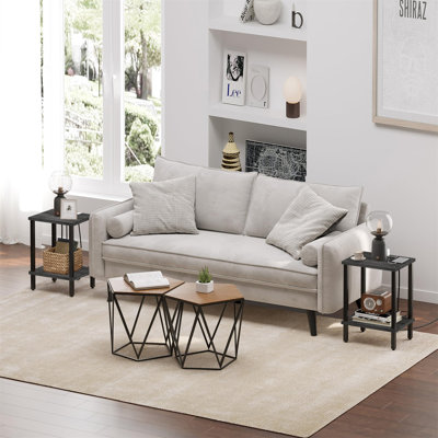 Table de bout avec station de charge, ensemble de 2, table d'appoint avec ports et prises USB, table de chevet, tablette de rangement à 2 niveaux, table de canapé pour petits espaces, salon et chambre à coucher