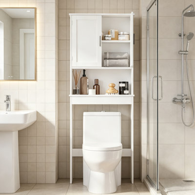 Over the Toilet Bathroom Storage Cabinet Double Door for Small Spaces