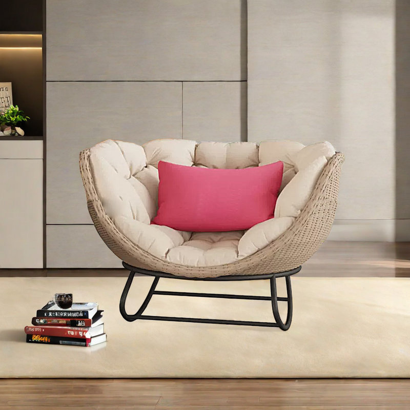 Chaise berçante Deluxe PE, Blanc cassé, Kaki pâle
