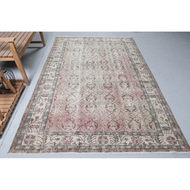 Tapis turc Oushak fait à la main avec un aspect antique vieilli pour une décoration intérieure unique