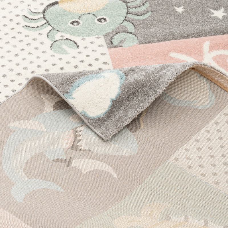 Mccrady Machine Woven Blue/Pink/Grey Rug, Rectangle 120 x 170cm