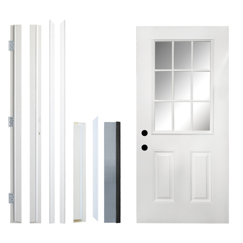 9-Lite Low-E Wood Grain Entry Door, Left