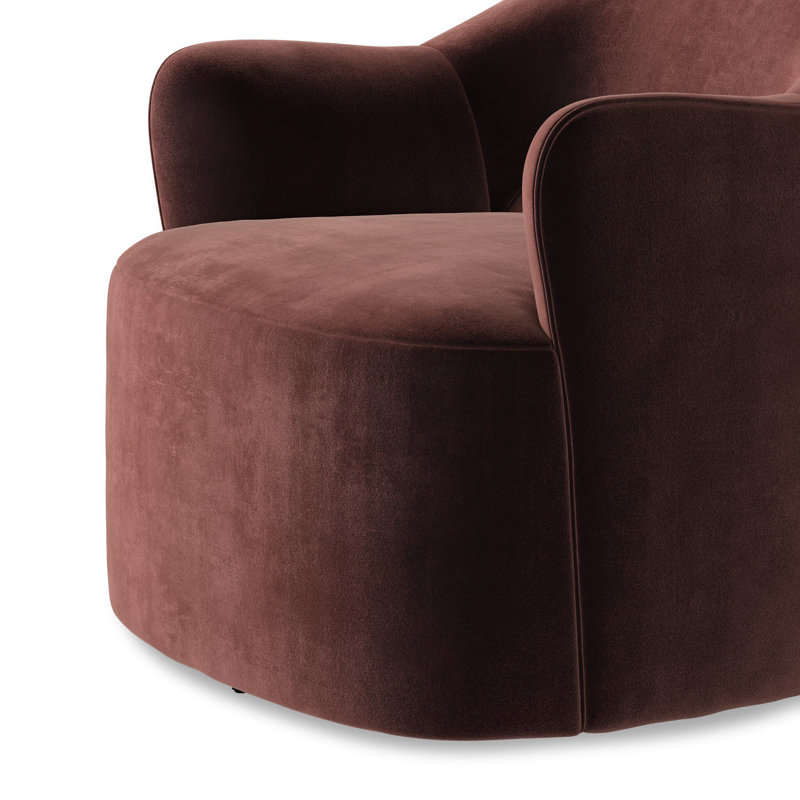 BLYTHE Swivel Armchair Chair with Ottoman, Surrey Plum Cotton Blend