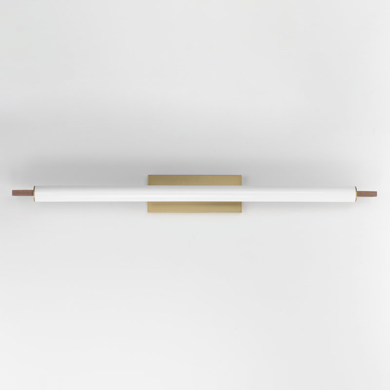 Applique murale à solive, 4.75" H x 45.25" W x 4.75" D, Albâtre blanc / laiton vieilli naturel