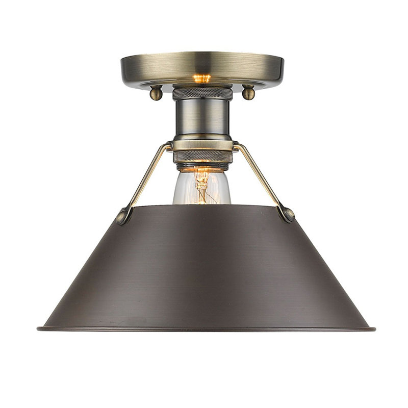 Steel Flush Mount, Aged Brass, Rubbed Bronze