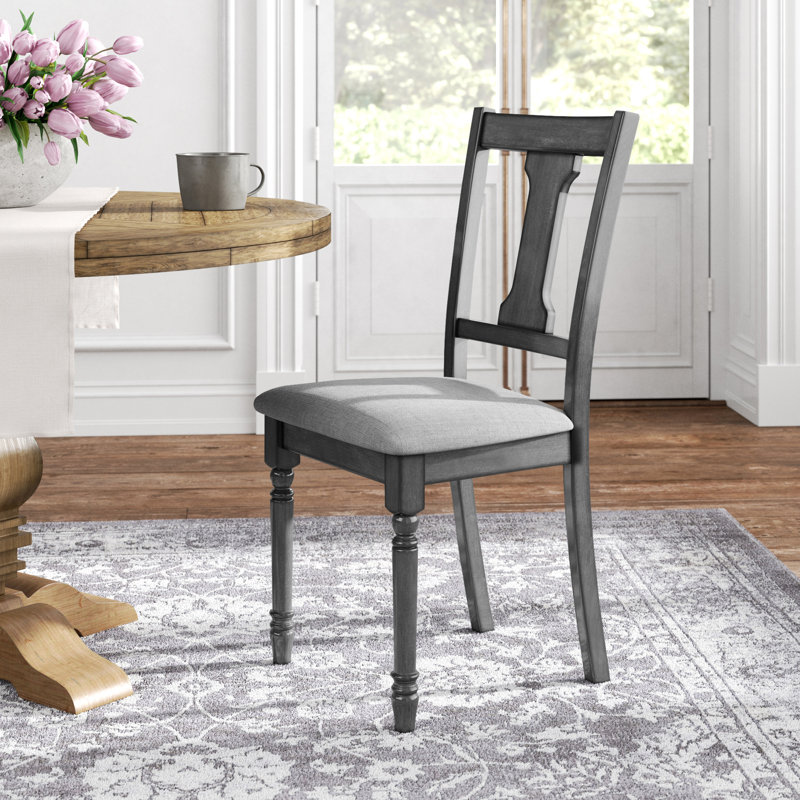 Elegant Gray Upholstered Side Chair with Turned Legs
