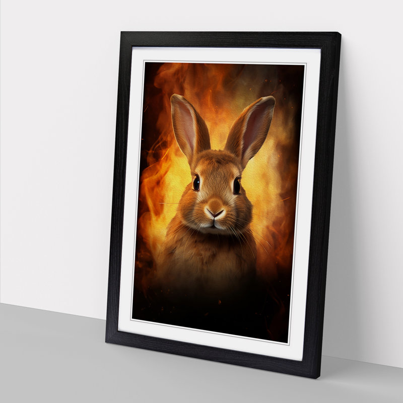 Rabbit Digital - Single Picture Frame Print on Wood, 46cm H x 34cm W x 2cm D, Black 