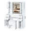 Meuble-lavabo blanc avec miroir 5 tiroirs et station de charge en bois