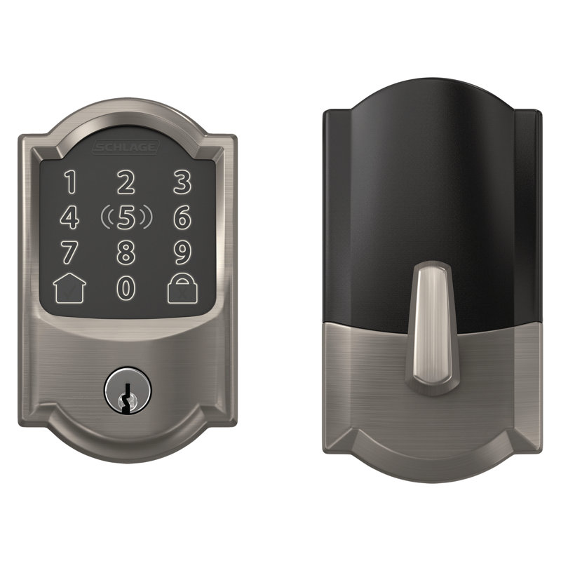 Encode Plus Smart Wifi Deadbolt With Camelot Trim, Satin Nickel