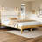 Solid Wood Queen Size Bed Frame Featuring Fleece Headboard, Rubber Base, Four Tapered Legs, No Box Spring Setup Upholstered In Size, Construction, Luxurious Legs And Storage Option-267357919