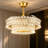 24" Gold French Romantic Ripple Wave‑Textured Double‑Layer Crystal Fandelier, Dimmable LED Ceiling Fan with Remote Control（Bulbs Included）-1124184983