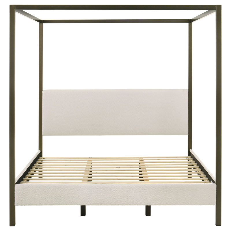 Kilgo Upholstered Queen Canopy Bed Vanilla - Exceptional Quality