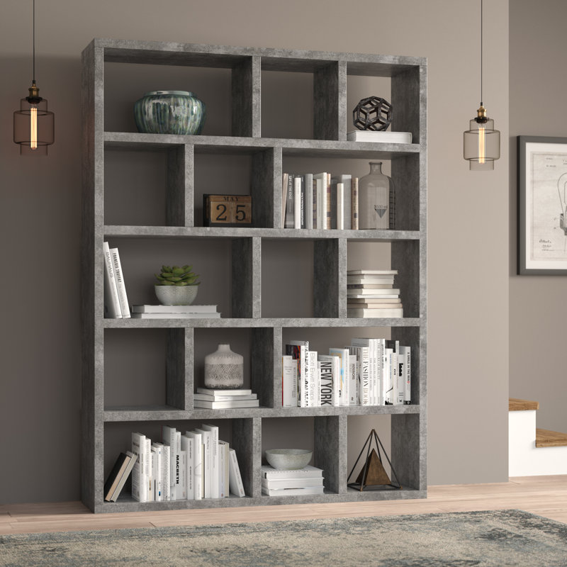 Sighfrith Bookcase, Concrete Look Melamine