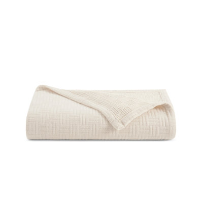 Host & Home 100% Ringspun Cotton Basket Weave Breathable Throw Blanket