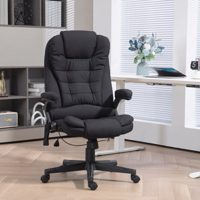 Black 6-Point Vibrating Massage Office Chair With Lumbar Heat