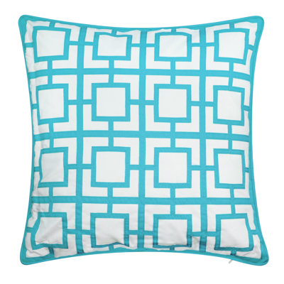 Fresh Ideas Appliqued Outdoor Reversible Throw Pillow In Aqua