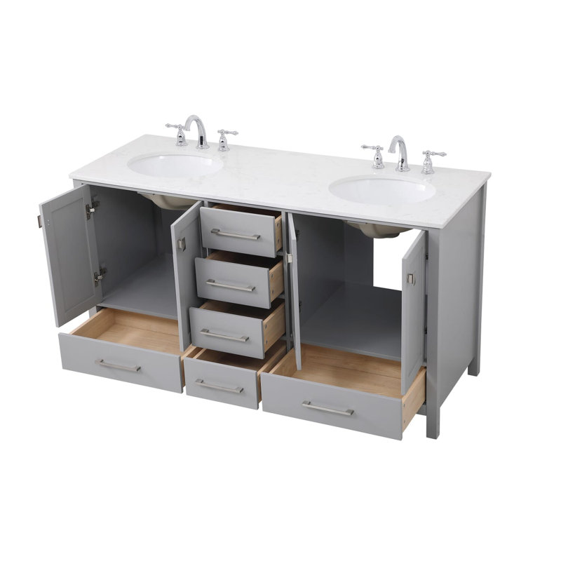 Ensemble de meuble-lavabo double 60 "Irene, Gris