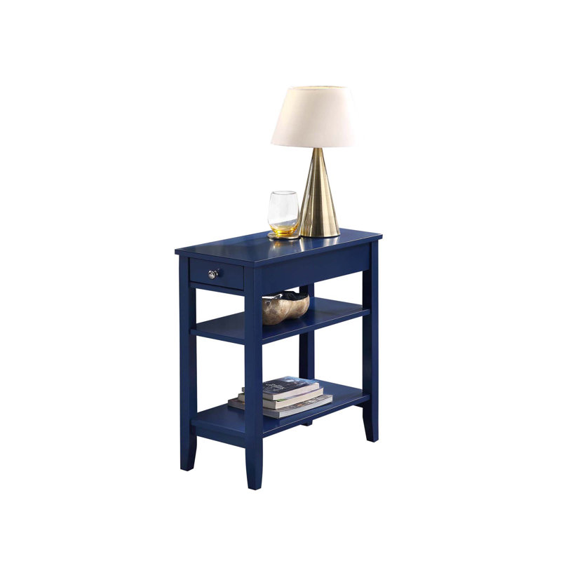 Table de bout Carbin avec tiroir et tablettes, Bleu de cobalt