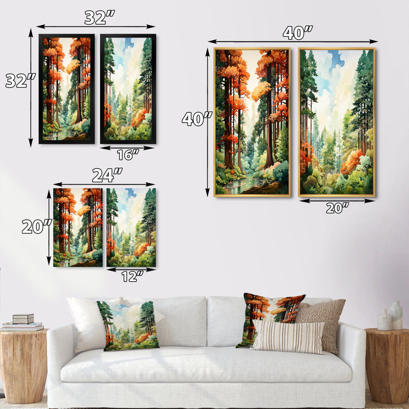 «Redwood Shimmering Tree Heights», 2 pièces, H 24 po x l 20 po, Toile tendue