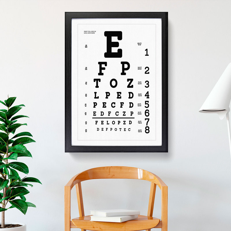 Eye Test Chart - Framed Print, 36cm H x 27cm W x 2cm D, Black