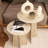 Travertine-Style Round Nesting Side Tables Modern Coffee Tables Set of 2