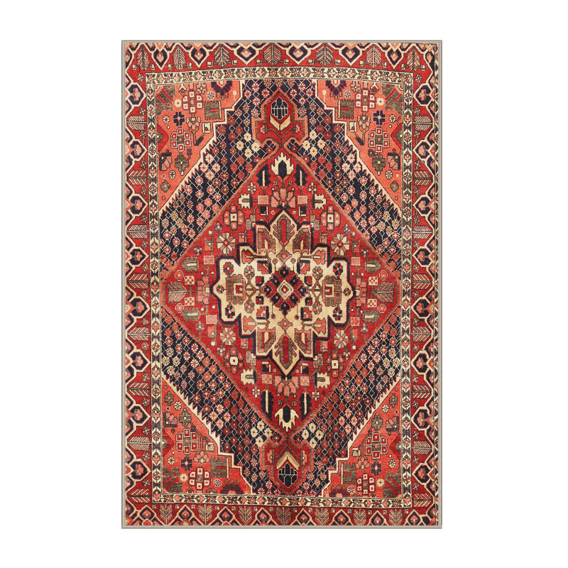 Tapis beige/noir/rouge traditionnel Donohoo, Rectangle 3 pi x 5 pi
