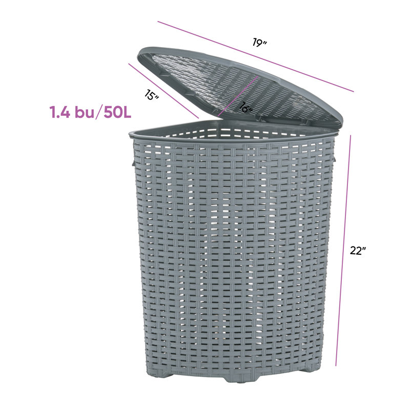 Wicker Laundry Hamper, 22" H x 19" W x 15" D, Brown