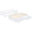 Lit de jour simple blanc avec garde-corps et tiroirs, plateforme de couchage Comfort and Fonction 2 blanc