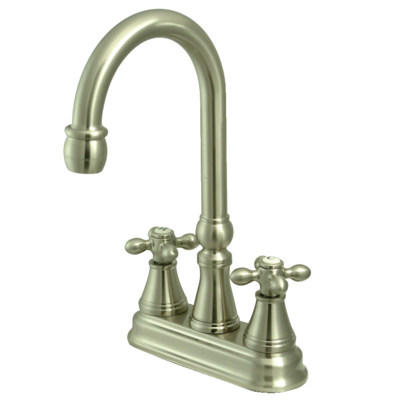 Kingston Brass Victorian Two-Handle 2-Hole Deck Mount Bar Faucet, Brushed Nickel