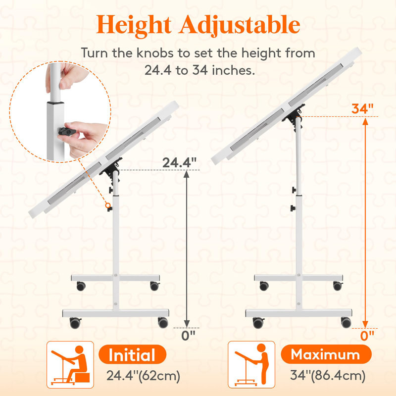 Table de casse-tête réglable 1500 pièces, inclinable à 360 ° et réglable en hauteur avec roues, pieds en métal, tiroir, coussin en feutre et housse de protection