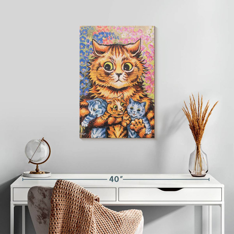 Brampt, un chat avec ses chatons, H 24 po x l 16 po