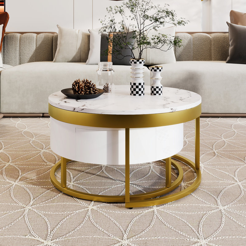 Ensemble de tables basses gigognes modernes avec tiroirs, peu encombrantes et élégantes pour tout salon