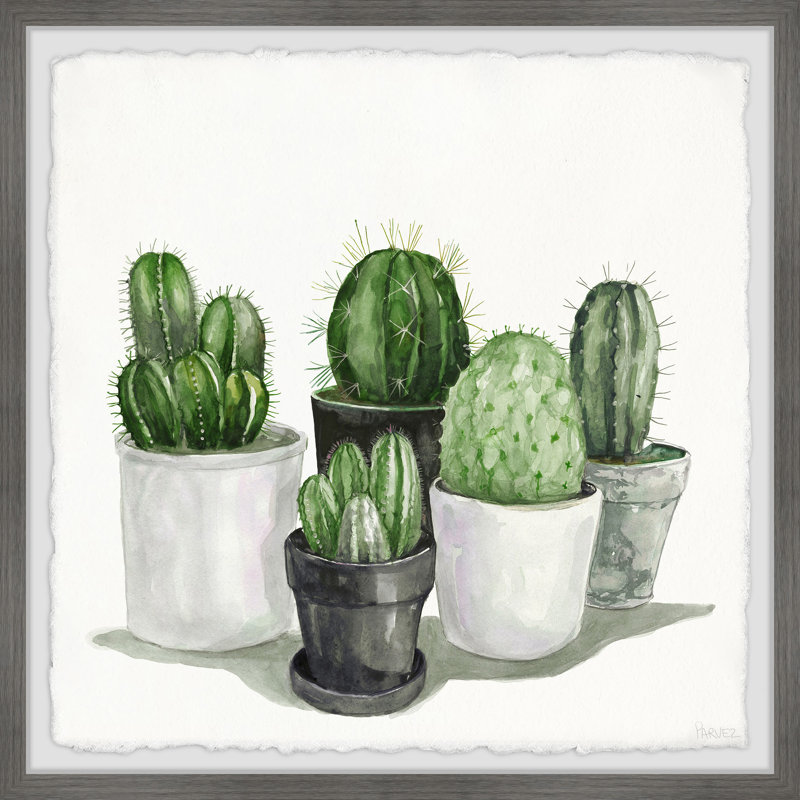 Pointy Spikes Succulents by Parvez Taj - 1 Piece Single Picture Frame Painting, 30cm H x 30cm W