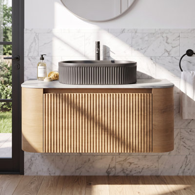 Meuble-lavabo en céramique 36 po avec lavabo et porte-serviettes gratuit en chêne miel 36 po