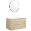 Meuble-lavabo moderne 36 po - Lavabo en céramique, 2 tiroirs à fermeture en douceur, couleur chêne, fixation murale avec lavabo, fixation-1223538019-1223538028-1223538018