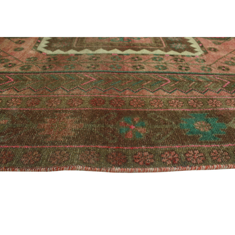 One-of-a-Kind 4'5" X 12'9" 1980s Runner Wool Area Rug in