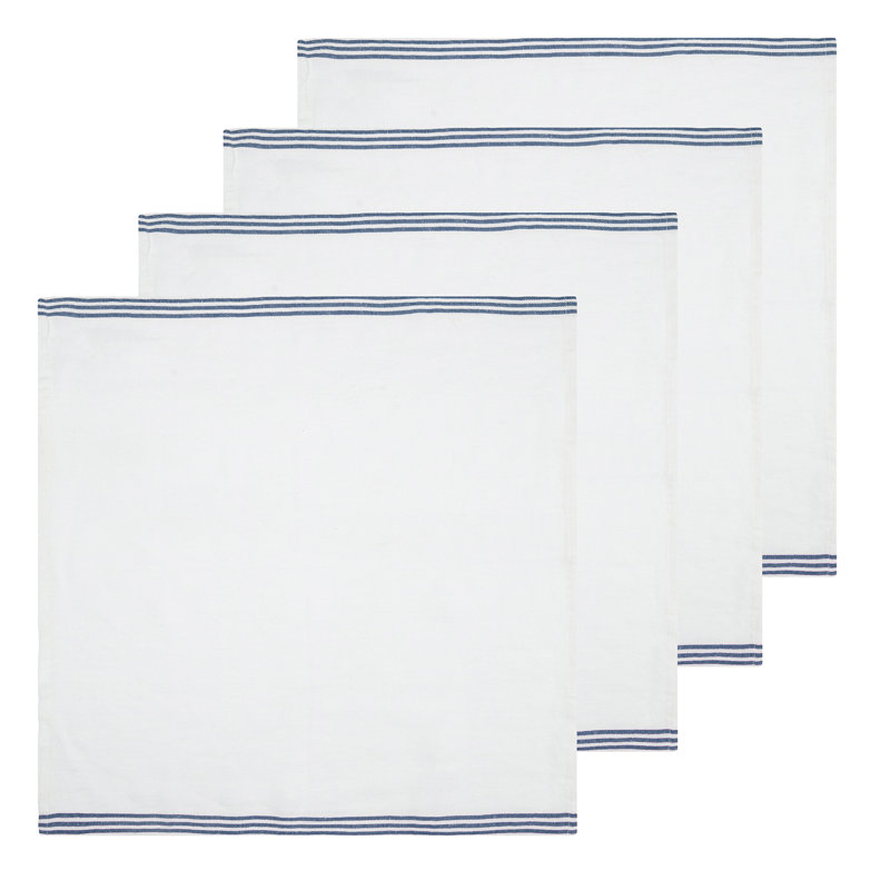 Gil Striped Square Napkin, White/Blue