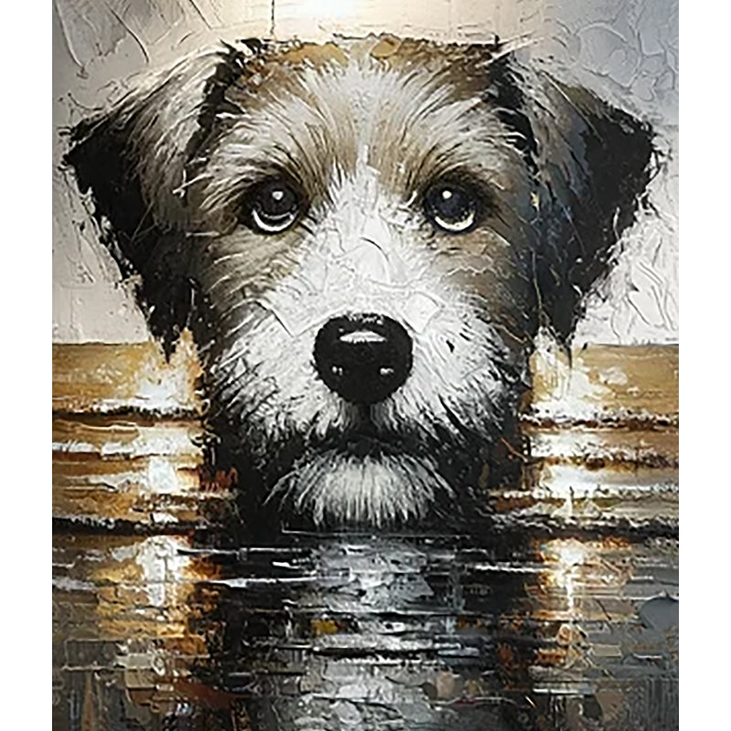 "Portrait d'un chien texturé" sur toile, H 20 po x l 20 po x P 1,5 po