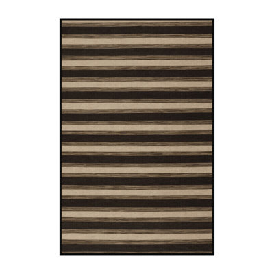 Machine Washable Horizontal Stripes Brown Area Rug