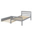 Structure de lit plateforme en bois robuste avec lit gigogne escamotable-1330119456