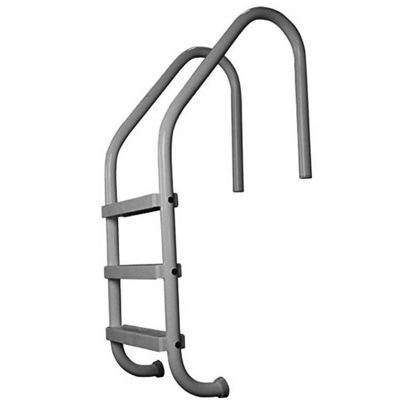 Saftron 3 Rung Step Ladder Inground Pool Handrail w/Polymer Finish, Graphite Gray